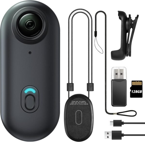 128GB FHD 1080P Mini Body Camera, Wearable Action Body Cam, Thumb Size Hands Free Recording Body Worn Camera, Premium Portable Camcorder Mount Anywhere for Work, Travel, Pet Walking (Black)