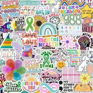 150 PCS Mental Health Matters Stickers Pack for Journals, Laptops, Water Bottles, Therapist Office Decor, Counselor Office Must Haves, Positive Quote Decals for Mental Health Awareness (150)
