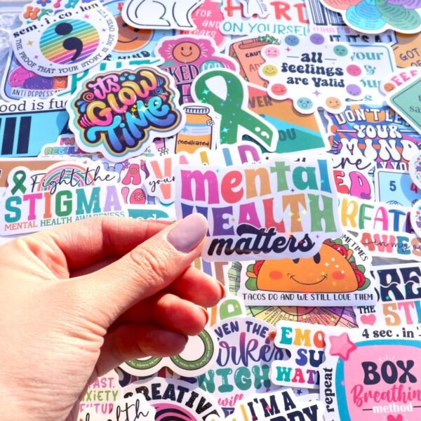 150 PCS Mental Health Matters Stickers Pack for Journals, Laptops, Water Bottles, Therapist Office Decor, Counselor Office Must Haves, Positive Quote Decals for Mental Health Awareness (150) - Image 2