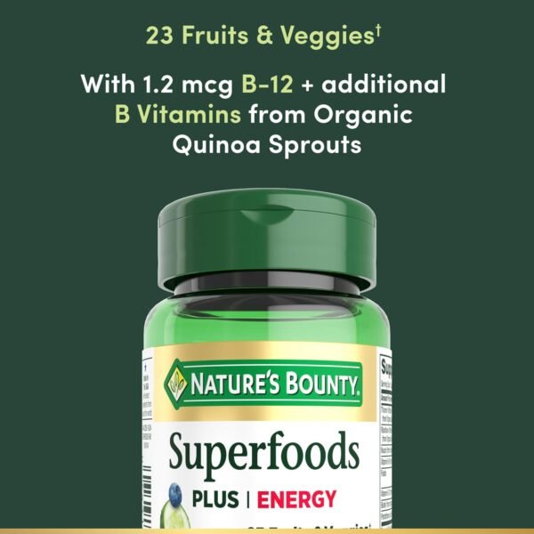 Nature's Bounty Superfoods Plus Energy to Support Cellular Energy, 23 Fruits & Veggies, Cellular Energy Supplement, 30 Capsules - Image 3