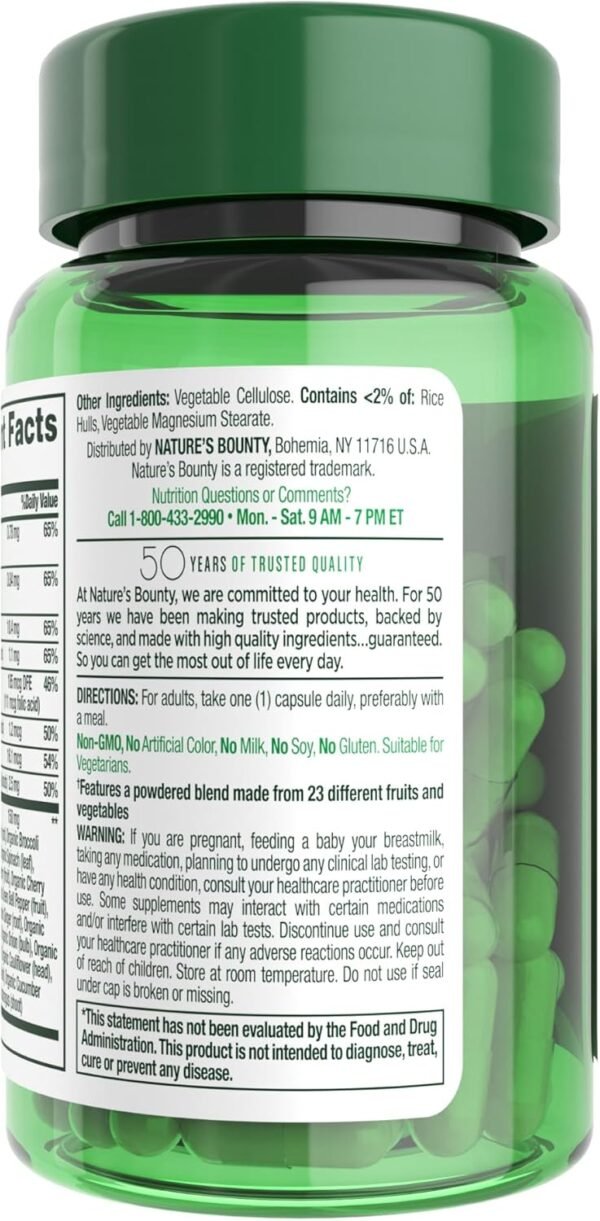 Nature's Bounty Superfoods Plus Energy to Support Cellular Energy, 23 Fruits & Veggies, Cellular Energy Supplement, 30 Capsules - Image 8