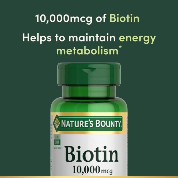 Nature's Bounty Biotin Hair Skin and Nails Vitamins, Supports Healthy Hair, Skin and Nails, 10,000 mcg, 120 Softgels (Pack of 1) - Image 3