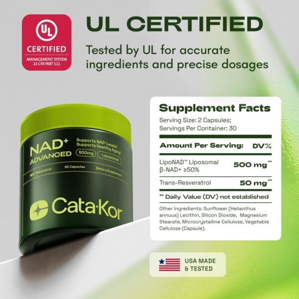 NMN Supplement Alternative - Liposomal NAD with Resveratrol - High Purity NAD Supplement for Anti-Aging, Energy, Focus - 60 Capsules - Image 3