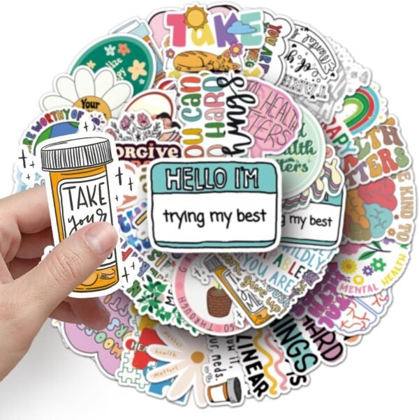 100Pcs Mental Health Stickers Mental Health Matters Awareness Vinyl Laptops Decals Kids Teens Adults Gifts Therapist Water Bottles Bumper Helmet Book Decorative Doctor Reward Stickers - Image 3