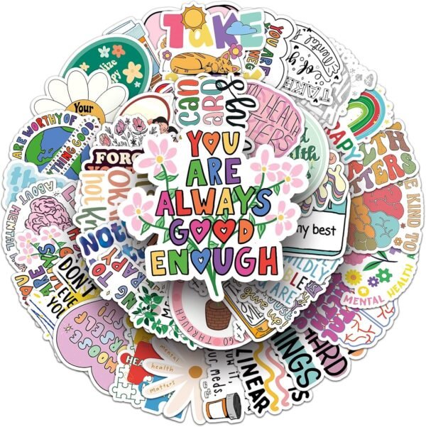 100Pcs Mental Health Stickers Mental Health Matters Awareness Vinyl Laptops Decals Kids Teens Adults Gifts Therapist Water Bottles Bumper Helmet Book Decorative Doctor Reward Stickers - Image 4