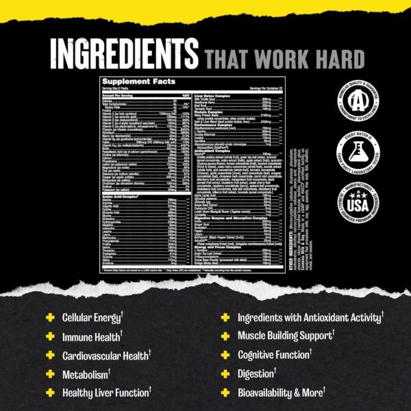 Animal Pak - Convenient Multivitamin for Men & Women Daily All-in-One Vitamin & Supplement Pack - Zinc, Vitamins C, B, D, Amino Acids, and Immune Support - Sports Nutrition Performance - 44 Count - Image 4