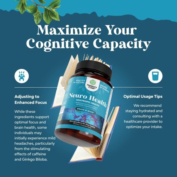 Nootropic Brain Supplement for Memory and Focus Enhancement - Vitamins for Mental Health & Clarity with VIT A, B6, Riboflavin, Niacin, Thiamin & Folate - Cognitive Complex for Mind Vitality - 90 Ct - Image 3