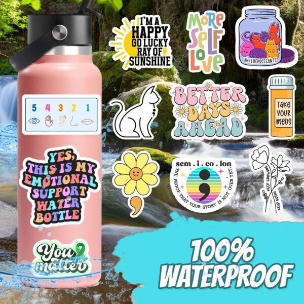 150 PCS Mental Health Matters Stickers Pack for Journals, Laptops, Water Bottles, Therapist Office Decor, Counselor Office Must Haves, Positive Quote Decals for Mental Health Awareness (150) - Image 3