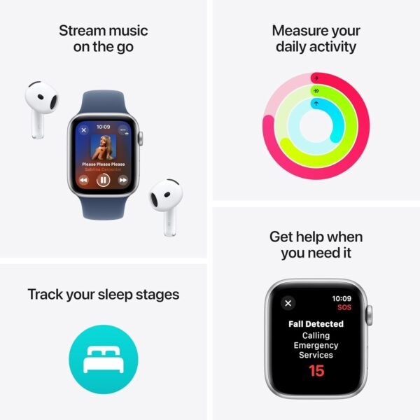 Apple Watch SE (2nd Gen) [GPS 40mm] Smartwatch with Starlight Aluminum Case with Starlight Sport Band S/M. Fitness and Sleep Trackers, Crash Detection, Heart Rate Monitor, Retina Display - Image 3