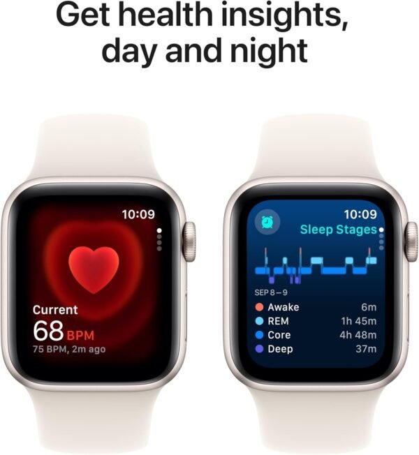Apple Watch SE (2nd Gen) [GPS 40mm] Smartwatch with Starlight Aluminum Case with Starlight Sport Band S/M. Fitness and Sleep Trackers, Crash Detection, Heart Rate Monitor, Retina Display - Image 4