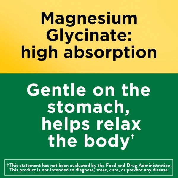 Nature Made Magnesium Glycinate 200 mg per Serving, Magnesium Supplement for Muscle, Heart, Nerve and Bone Support, 60 Magnesium Bisglycinate Capsules, 30 Day Supply - Image 3