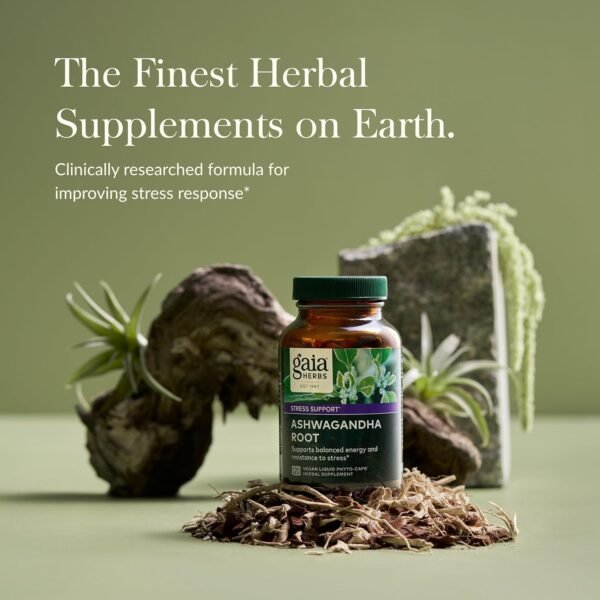 Gaia Herbs Ashwagandha Root - Stress Relief & Immune Support Supplement - Supports Balanced Energy Levels and Positive Outlook - 120 Vegan Liquid Phyto Capsules (1 Pack) - Image 3