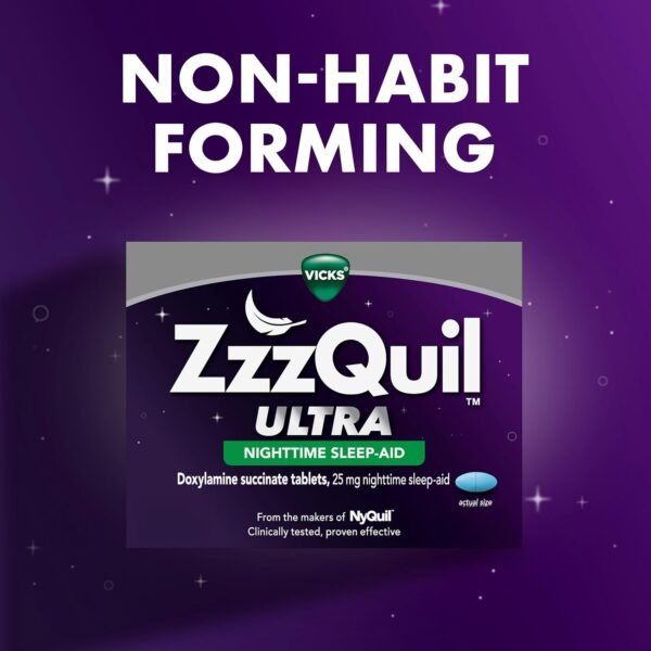 ZzzQuil ULTRA, Sleep Aid, Doxylamine Succinate 25mg, Sleep Aids for Adults, Nighttime Sleep Aid, 48 Tablets - Image 5