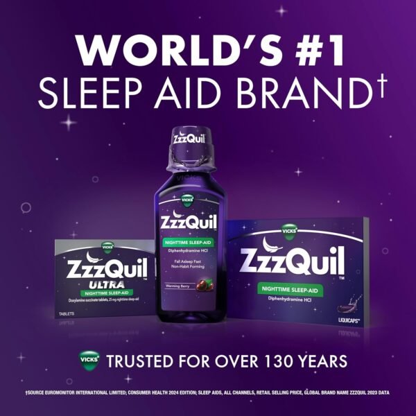 ZzzQuil ULTRA, Sleep Aid, Doxylamine Succinate 25mg, Sleep Aids for Adults, Nighttime Sleep Aid, 48 Tablets - Image 6
