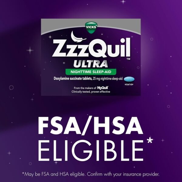 ZzzQuil ULTRA, Sleep Aid, Doxylamine Succinate 25mg, Sleep Aids for Adults, Nighttime Sleep Aid, 48 Tablets - Image 7