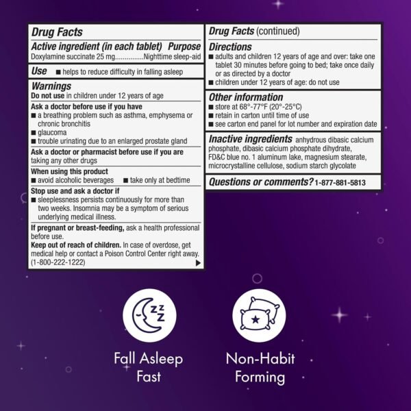 ZzzQuil ULTRA, Sleep Aid, Doxylamine Succinate 25mg, Sleep Aids for Adults, Nighttime Sleep Aid, 48 Tablets - Image 8