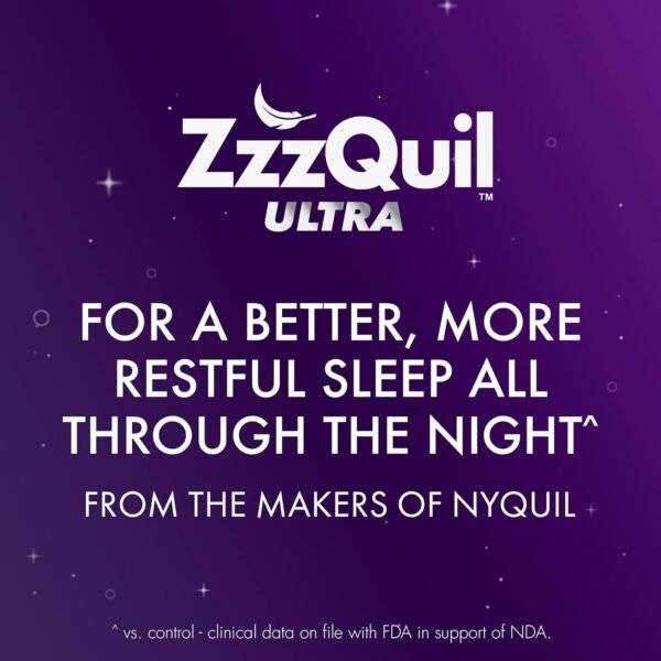 ZzzQuil ULTRA, Sleep Aid, Doxylamine Succinate 25mg, Sleep Aids for Adults, Nighttime Sleep Aid, 48 Tablets - Image 9
