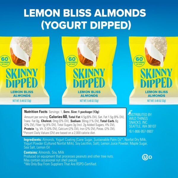 SkinnyDipped Snack Attack Minis Almond Variety Pack, Healthy Snack, Plant Protein, Gluten Free, 0.46 oz Mini Bags, Pack of 25 - Image 4