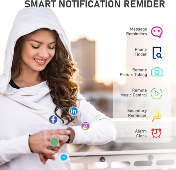 Fitness Tracker with Heart Rate, Blood Pressure, Sleep Tracking, Calorie Tracking, Activity Tracker with 1.1" AMOLED Color Screen, Waterproof Step Tracker for Android iPhones Women Men - Image 3