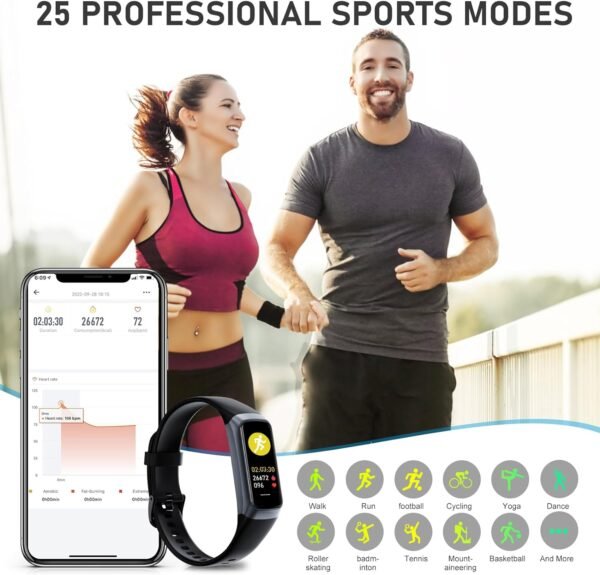 Fitness Tracker with Heart Rate, Blood Pressure, Sleep Tracking, Calorie Tracking, Activity Tracker with 1.1" AMOLED Color Screen, Waterproof Step Tracker for Android iPhones Women Men - Image 4