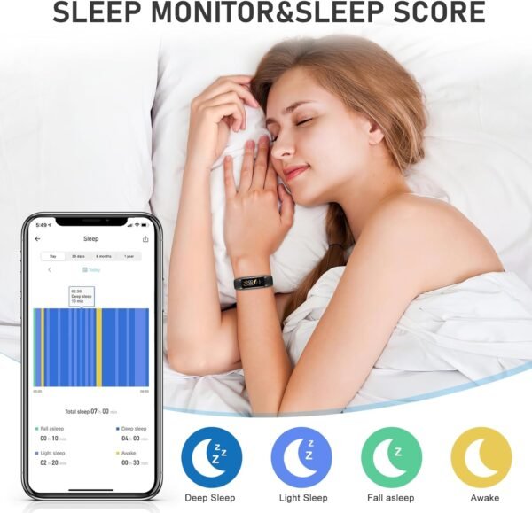 Fitness Tracker with Heart Rate, Blood Pressure, Sleep Tracking, Calorie Tracking, Activity Tracker with 1.1" AMOLED Color Screen, Waterproof Step Tracker for Android iPhones Women Men - Image 5