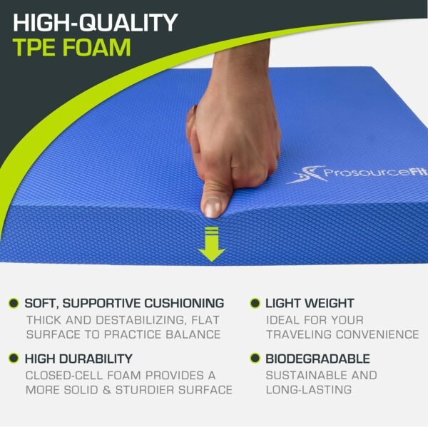 ProsourceFit Exercise Balance Pad – Large Cushioned Non-Slip Foam Mat & Knee Pad for Fitness, Stability Training, Physical Therapy, Yoga 15"x19" - Image 4