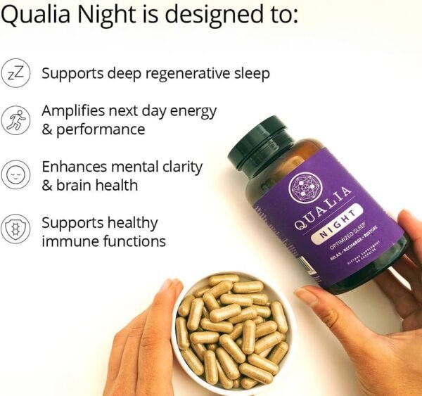 NEUROHACKER COLLECTIVE Qualia Night Sleep Aid | Non-Habit Forming | Science-Backed Supplement for Deep Refreshing Sleep | Melatonin-Free, Vegan, Non-GMO, Gluten-Free 80 Count | (1 Month Supply) - Image 3