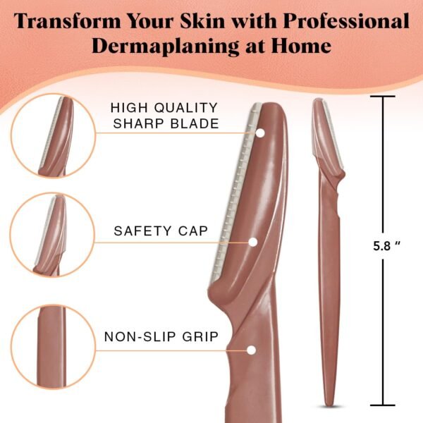 Kitsch Dermaplaning Tool - Face Razors for Women and Men, Eyebrow Trimmer and Face Shaver, Facial Hair Removal, Facial Razors for Women and Men, Dermaplane Razor - 12pc, Terracotta - Image 3