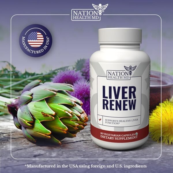 Liver Renew - Liver Cleanse Detox & Repair - Liver Support Supplement with Artichoke Extract, Milk Thisle, Dandelion and Turmeric - 60 Capsules - Image 4
