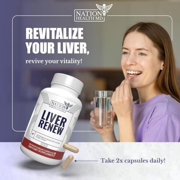 Liver Renew - Liver Cleanse Detox & Repair - Liver Support Supplement with Artichoke Extract, Milk Thisle, Dandelion and Turmeric - 60 Capsules - Image 7
