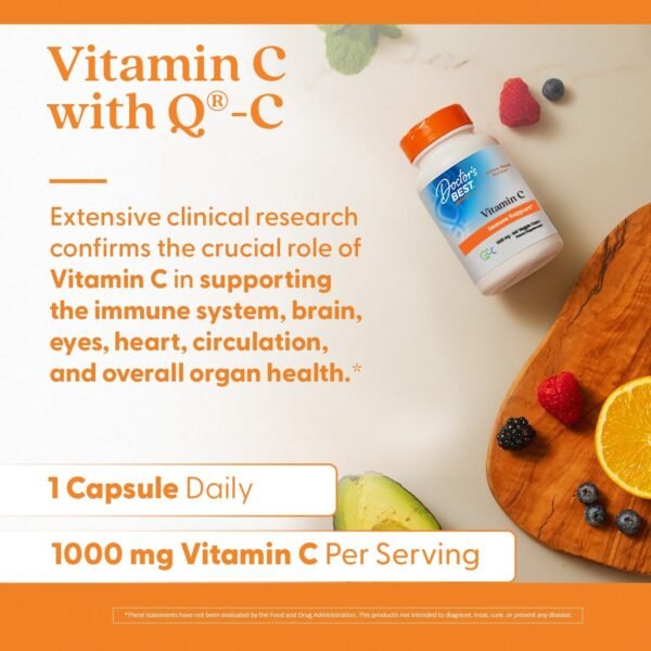 Doctor's Best Vitamin C with Q-C, Immune Support, Non-GMO, Gluten Free, Soy Free, Vegan 360 Veggie Caps - Image 4