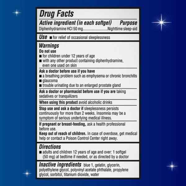 Unisom Nighttime Sleep-Aid Gels, Diphenhydramine HCI 50mg, 100 Count - Image 2
