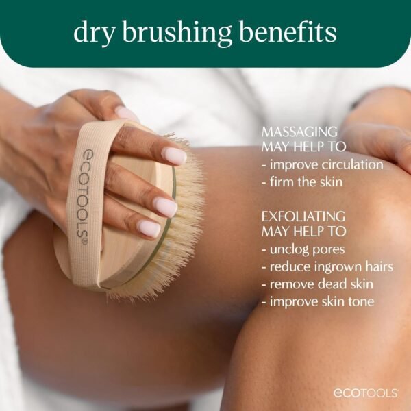 EcoTools Dry Body Brush, Cruelty-Free Bristles Exfoliate & Smooth Skin, Dry Brushing Removes Dry Skin, May Help Improve Circulation & Skin Tone, Eco-Friendly Skincare Tool, Vegan, 1 Count - Image 3
