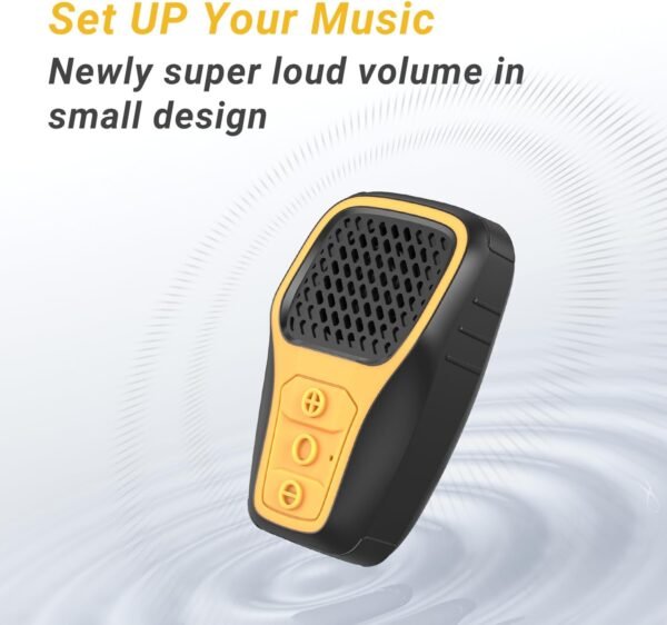 INGA Wearable Bluetooth Speaker, IP67 Waterproof Clip-on Mini Portable Speakers, Wireless Clip Speaker with Built-in Mic, Hands-Free Music and Calls for Work/Riding/Golf/Outdoor(Yellow) - Image 3