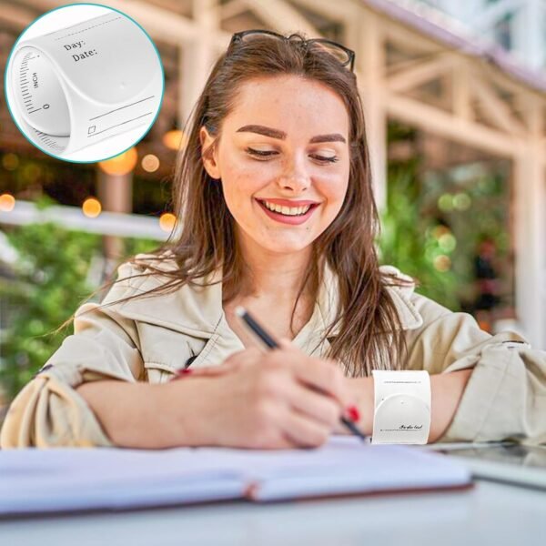 Bewudy 2 Pcs Silicone Memo Wristbands, Wearable Slap Bracelet Memo Notepad with Ruler Scale, Reusable Note Wristband with Eraser Pen, For Adult Student Teacher Nurse Daily Study Work - Image 3