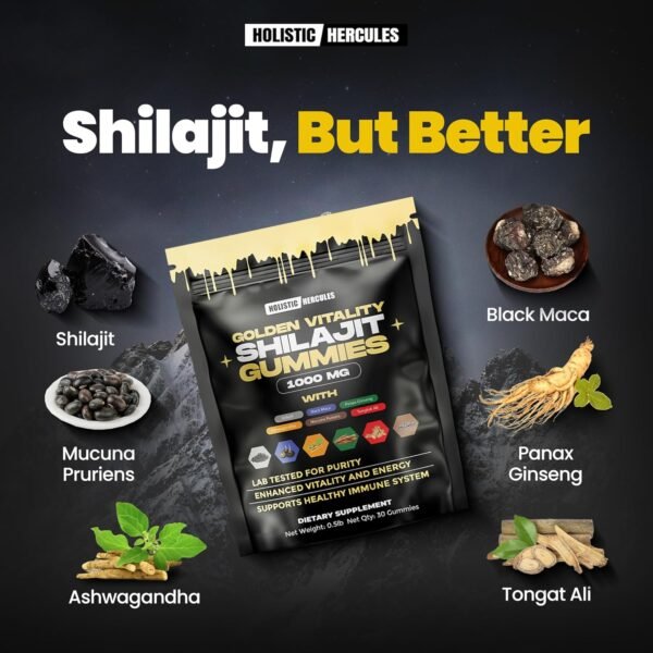 Himalayan Gold Shilajit Gummies with Ashwagandha Black Maca Tongkat Ali Panax Ginseng Mucuna | 100% Natural Organic | Vegan Non-GMO Sugar-Free (30) - Image 4