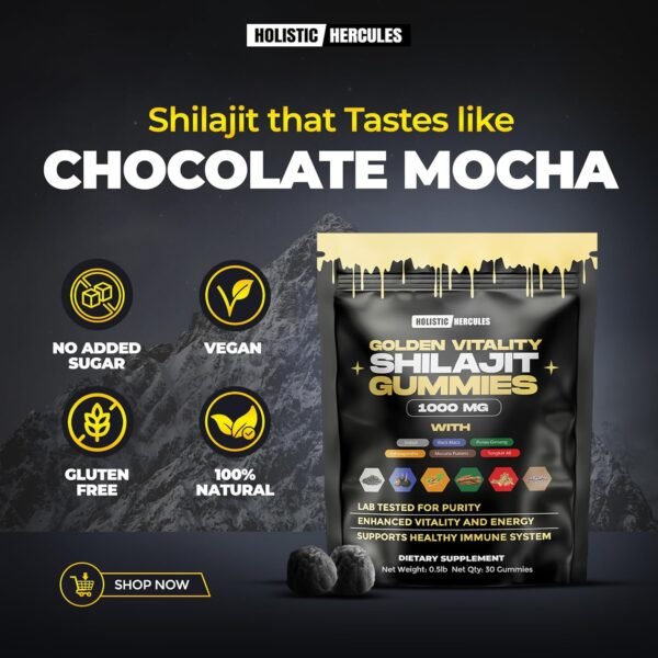 Himalayan Gold Shilajit Gummies with Ashwagandha Black Maca Tongkat Ali Panax Ginseng Mucuna | 100% Natural Organic | Vegan Non-GMO Sugar-Free (30) - Image 5