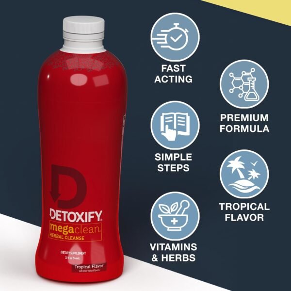 Detoxify Mega Clean Herbal Cleanse – Tropical – 32 oz – Professionally Formulated Herbal Detox Drink – Enhanced with Milk Thistle, Ginseng Root & Guarana Seed – Plus Sticker - Image 4