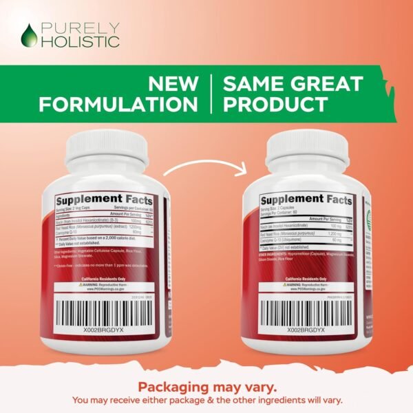 Red Yeast Rice 1200mg with CoQ10 & Flush Free Niacin 120 Vegetarian Capsules - Non Irradiated, Citrinin Free - Image 7