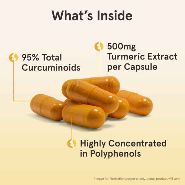 Jarrow Formulas Turmeric Curcumin Supplement - Curcumin 95, Turmeric Supplements, 500 mg for Antioxidant & Joint Support, 120 Capsules - Image 3