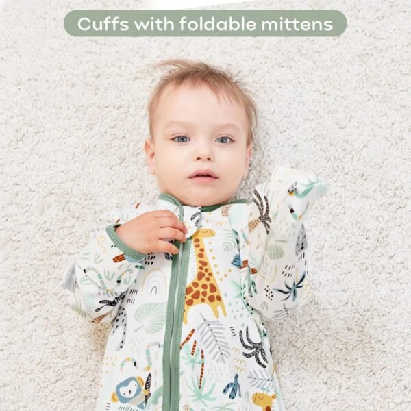 Yoofoss Baby Sleep Sack 6-12 Months Long Sleeve Wearable Blanket Baby 100% Organic Cotton 2-Way Zipper 0.5 Tog Infants Sleeping Sack, Lightweight(Medium) - Image 4