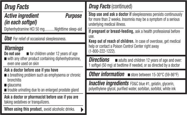 Maximum Strength Sleep-Aid - Diphenhydramine HCL (96 Count Softgel - Twin Pack) Relieves Occasional Sleeplessness - Non-Habit Forming - Image 6