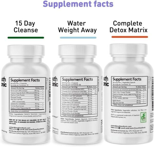 3pk Detox Cleanse Kick Off Weight Management | Colon Cleanser + Water Loss Pills w Dandelion + ACV Full Body Detox + Probiotics | For Flat Stomach, Waistline, Metabolism, Bloating – 90 Pills - Image 6