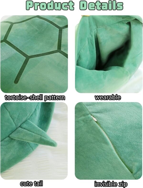 40 Inch Wearable Turtle Shell Pillows Tortoise Shell Plush Turtle Stuffed Animal Dress Up Cushion Costume for Adlut - Image 3