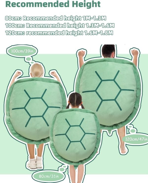 40 Inch Wearable Turtle Shell Pillows Tortoise Shell Plush Turtle Stuffed Animal Dress Up Cushion Costume for Adlut - Image 7