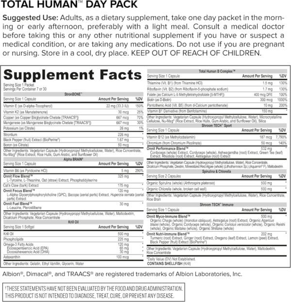 ONNIT Total Human Day and Night Vitamin Packs for Men and Women,Capsule, Adult Multivitamin, 30-Day Supply - Image 8
