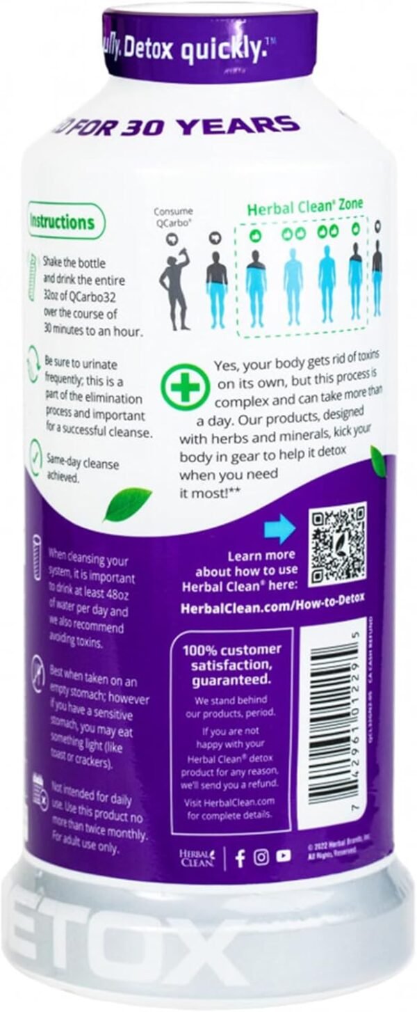 Herbal Clean QCarbo32 Same-Day Premium Detox Drink, Grape Flavor, 32 Fl Oz - Image 3