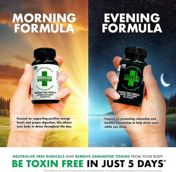 Rescue Detox 5 Day Permanent Detox Kit - 72ct Capsules | Comprehensive Full Body Cleanse with Bonus Instant ICE Caps - Image 4