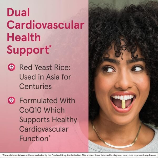 Jarrow Formulas Red Yeast Rice 1200 mg & Co-Q10 100 mg Per Serving - 120 Veggie Caps - 60 Servings - Herbal Heart Health Dietary Supplement - Supports Cardiovascular & Heart Health - Vegan - Image 4