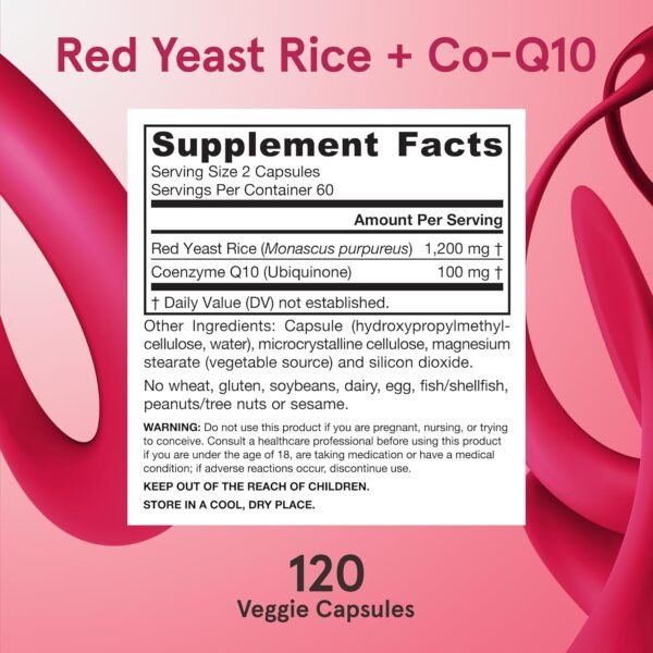 Jarrow Formulas Red Yeast Rice 1200 mg & Co-Q10 100 mg Per Serving - 120 Veggie Caps - 60 Servings - Herbal Heart Health Dietary Supplement - Supports Cardiovascular & Heart Health - Vegan - Image 6